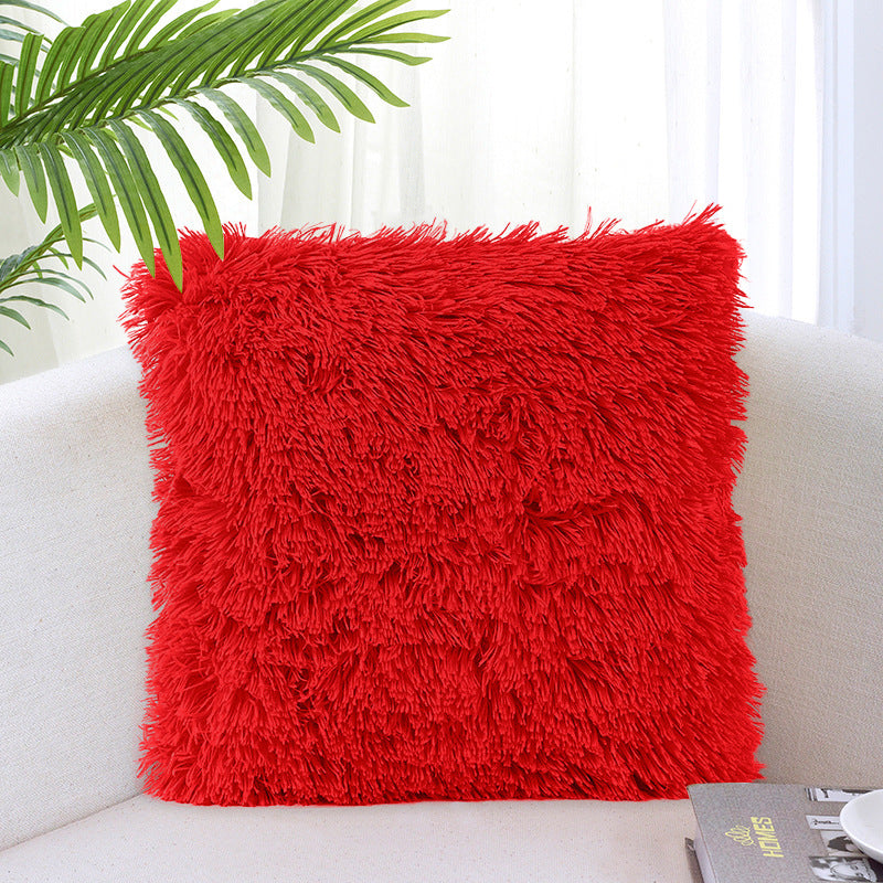 HKM-917267 Solid Color Crystal Plush Cushion Cover - 40x40cm, Polyester Material