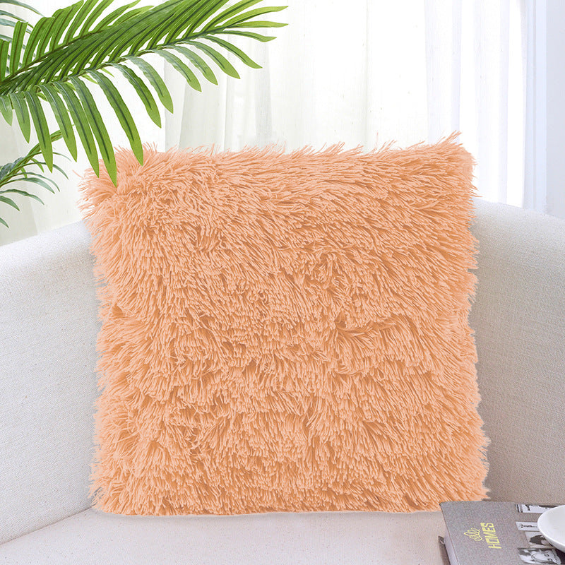 HKM-917267 Solid Color Crystal Plush Cushion Cover - 40x40cm, Polyester Material