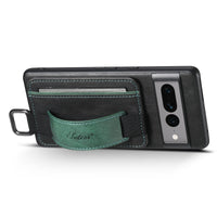HKM-917395 Fashionable Card Holder Phone Case with Stand and Bracelet for Google Models - Black, Brown, Blue