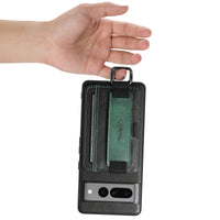 HKM-917395 Fashionable Card Holder Phone Case with Stand and Bracelet for Google Models - Black, Brown, Blue
