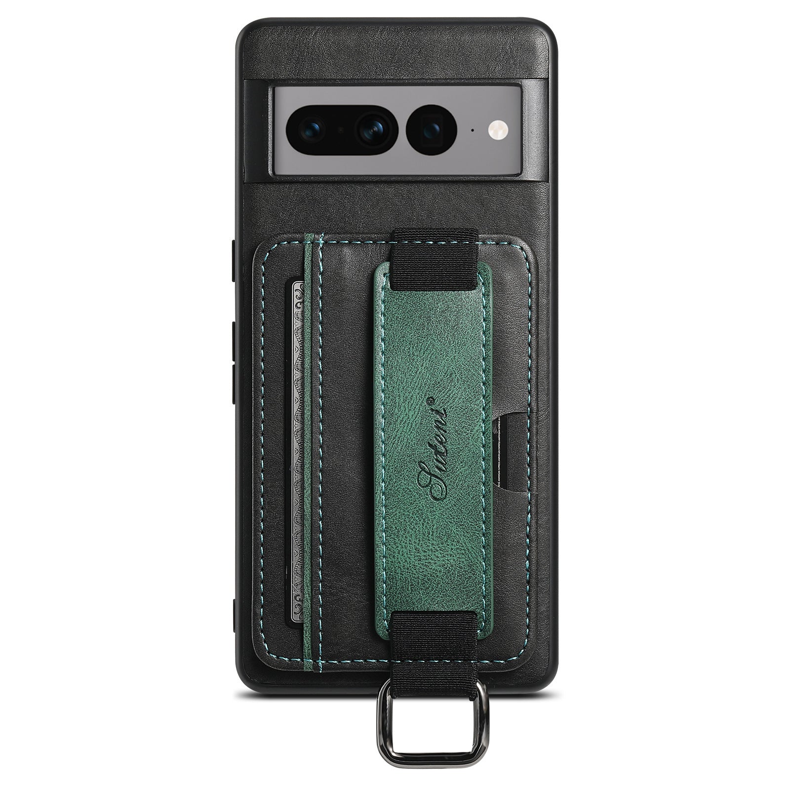 HKM-917395 Fashionable Card Holder Phone Case with Stand and Bracelet for Google Models - Black, Brown, Blue