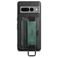 HKM-917395 Fashionable Card Holder Phone Case with Stand and Bracelet for Google Models - Black, Brown, Blue