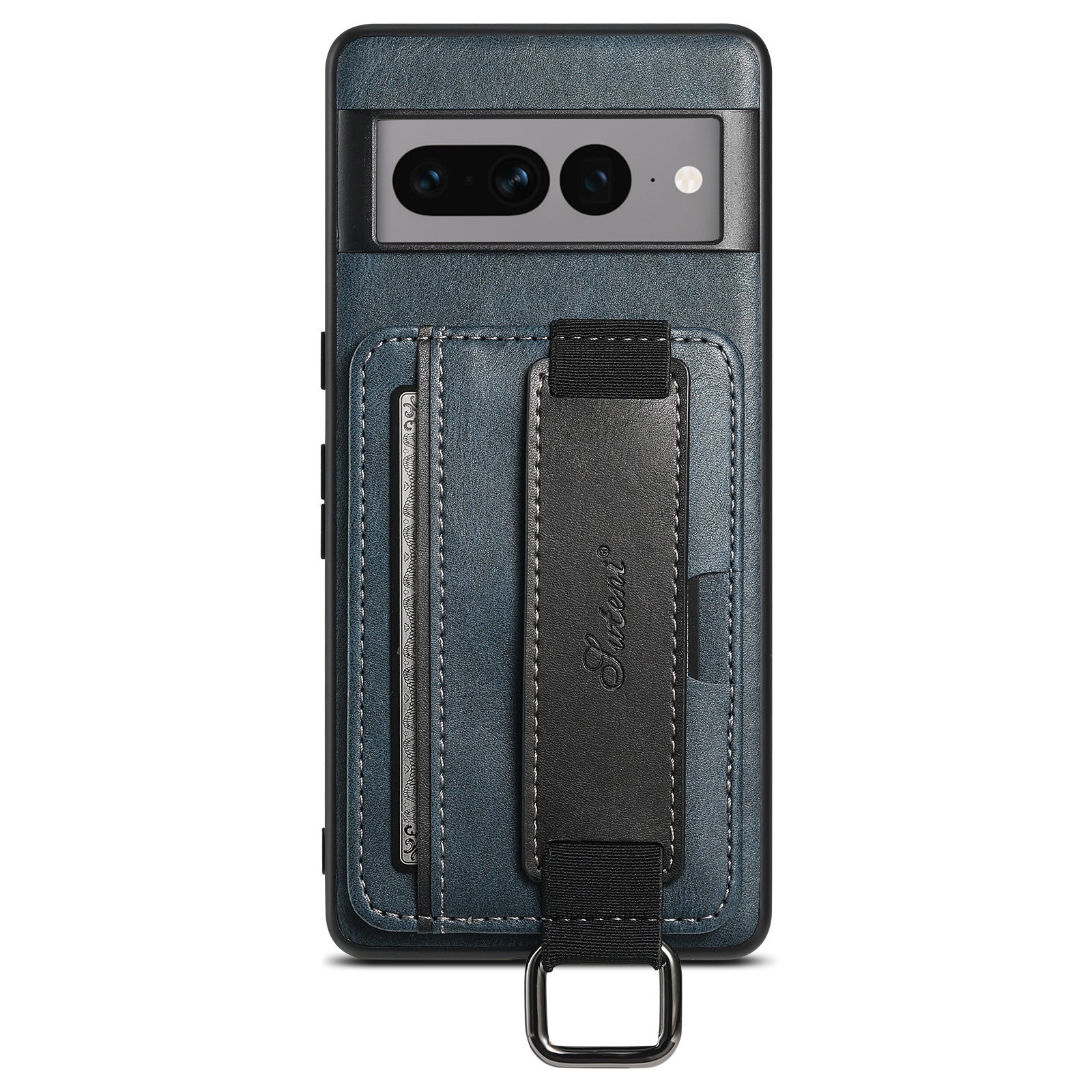 HKM-917395 Fashionable Card Holder Phone Case with Stand and Bracelet for Google Models - Black, Brown, Blue