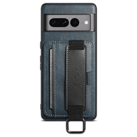 HKM-917395 Fashionable Card Holder Phone Case with Stand and Bracelet for Google Models - Black, Brown, Blue