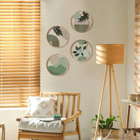 HKM-917395 Retro Multi-Leaf Wooden Wall Stickers Set - Four Decorative Craft Pendants