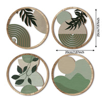 HKM-917395 Retro Multi-Leaf Wooden Wall Stickers Set - Four Decorative Craft Pendants