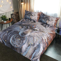 HKM-917459 3D Digital Printing Wolf Tribe Warrior Duvet Cover Set - Polyester Fabric, Multiple Sizes Available