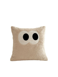 HKM-917523 Big Eye Plush Cushion Cover - Cute Cartoon Pillow for Living Room Decor (45x45cm) or Extra Large Wink Flower Design (60x60cm)
