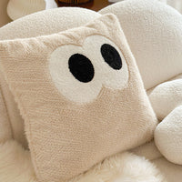 HKM-917523 Big Eye Plush Cushion Cover - Cute Cartoon Pillow for Living Room Decor (45x45cm) or Extra Large Wink Flower Design (60x60cm)