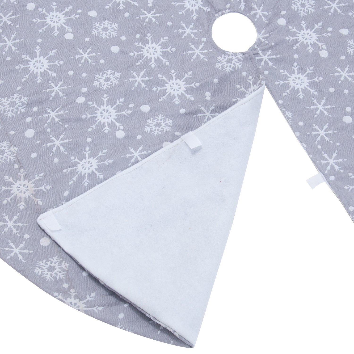 HKM-917587 Gray Background with White Snowflakes Tree Skirt - 48-Inch Knitted Fabric Design