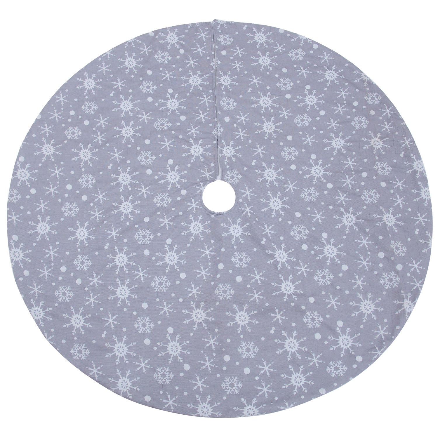 HKM-917587 Gray Background with White Snowflakes Tree Skirt - 48-Inch Knitted Fabric Design