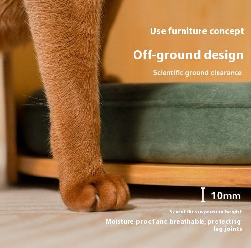 HKM-917587 Removable Solid Wood Cat Bed with Walnut Finish - Sizes 35x24cm & 50x24cm