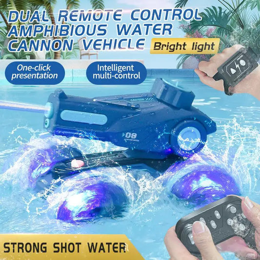HKM-917715 Amphibious Remote Control Water Jet Car with Dual Control and Water Absorption for Indoor-Outdoor Fun