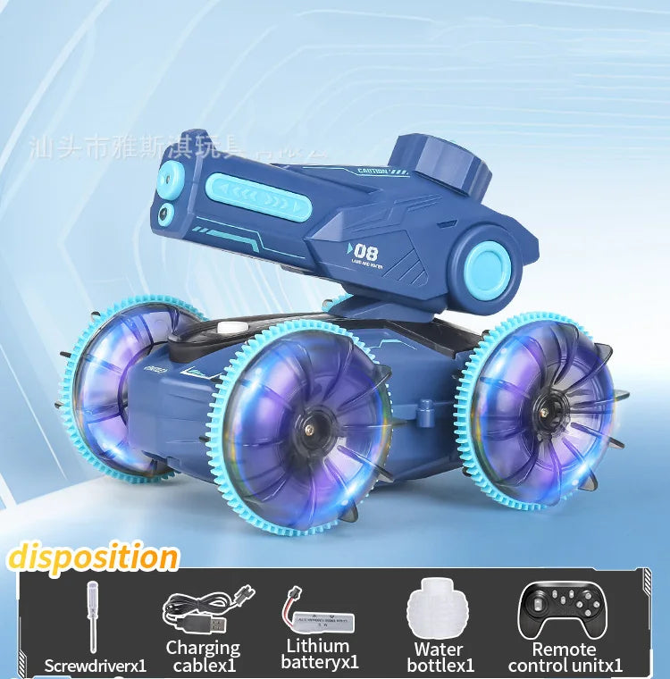 HKM-917715 Amphibious Remote Control Water Jet Car with Dual Control and Water Absorption for Indoor-Outdoor Fun