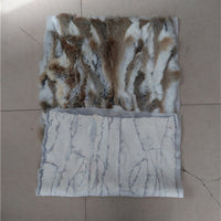 HKM-917779 Rex Rabbit Fur Patchwork Blanket for Mattress, Clothing, and Furniture - Rectangle, 50x100 cm