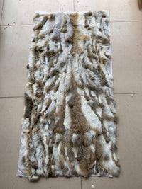 HKM-917779 Rex Rabbit Fur Patchwork Blanket for Mattress, Clothing, and Furniture - Rectangle, 50x100 cm