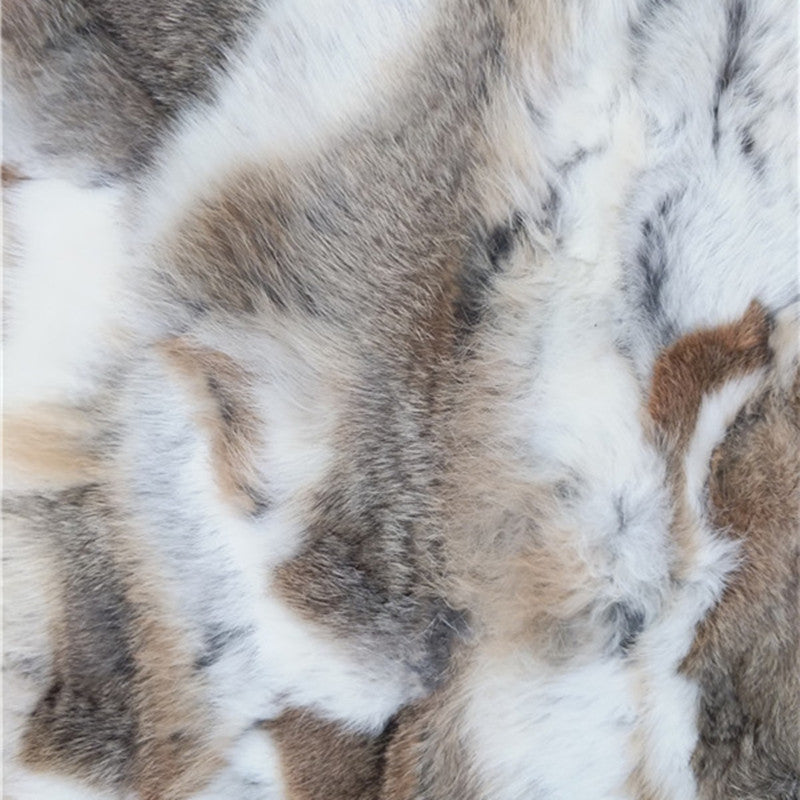 HKM-917779 Rex Rabbit Fur Patchwork Blanket for Mattress, Clothing, and Furniture - Rectangle, 50x100 cm