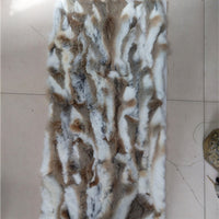 HKM-917779 Rex Rabbit Fur Patchwork Blanket for Mattress, Clothing, and Furniture - Rectangle, 50x100 cm