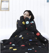HKM-917779 Warm Anti-Kick Quilt with Sleeved Thick Shoulder Pad for Winter Comfort, 150x200 cm, Cool Fiber Fabric