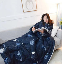 HKM-917779 Warm Anti-Kick Quilt with Sleeved Thick Shoulder Pad for Winter Comfort, 150x200 cm, Cool Fiber Fabric