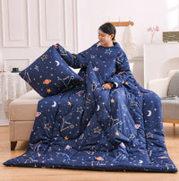 HKM-917779 Warm Anti-Kick Quilt with Sleeved Thick Shoulder Pad for Winter Comfort, 150x200 cm, Cool Fiber Fabric