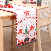 HKM-917907 Double-Sided Snowman Christmas Table Flag Mat, 180x33cm Flannel Decor
