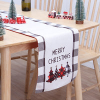 HKM-917907 Double-Sided Snowman Christmas Table Flag Mat, 180x33cm Flannel Decor