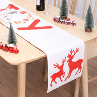 HKM-917907 Double-Sided Snowman Christmas Table Flag Mat, 180x33cm Flannel Decor