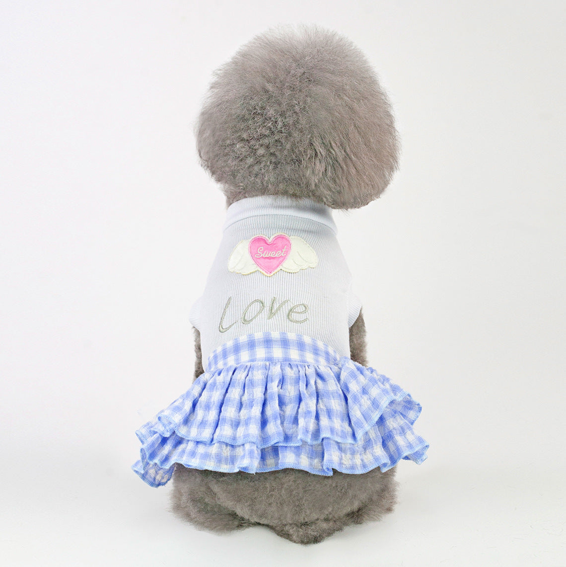 HKM-917907 Small Dog Cotton Love Skirt in Blue and Pink - Princess Style Outfit for Mothers