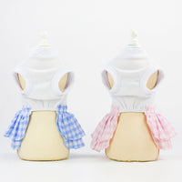 HKM-917907 Small Dog Cotton Love Skirt in Blue and Pink - Princess Style Outfit for Mothers