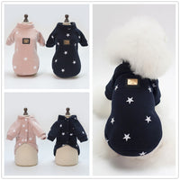 HKM-918035 Autumn and Winter Cotton Sweater for Pets with Five-Pointed Star Design in Pink and Navy Blue
