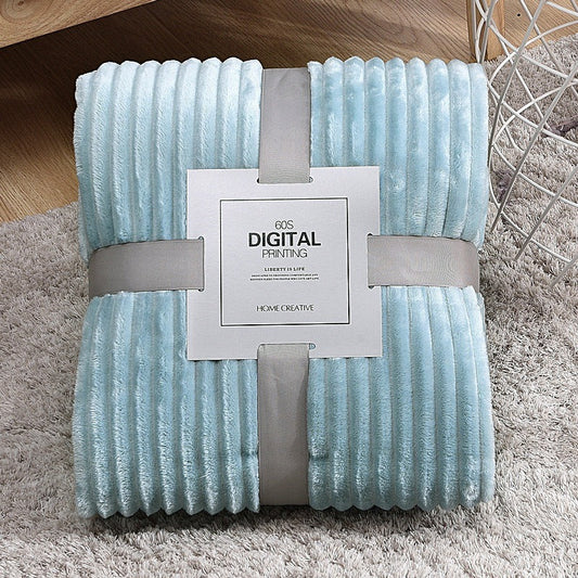 HKM-918227 Coral Fleece Blanket in Various Striped Colors and Sizes