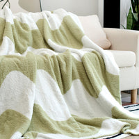 HKM-918291 Geometric Patterned Half Velvet Knitted Sofa Blanket - Modern Acrylic Throw in Three Colors