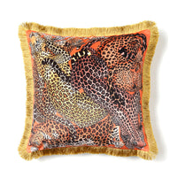 HKM-918355 Nordic Square Plush Cushion Pillowcase with Leopard Tassel Print for Living Room