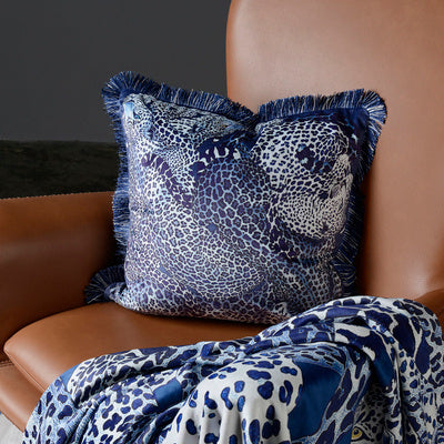 HKM-918355 Nordic Square Plush Cushion Pillowcase with Leopard Tassel Print for Living Room