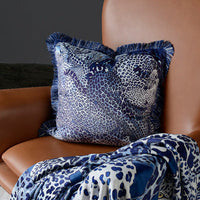 HKM-918355 Nordic Square Plush Cushion Pillowcase with Leopard Tassel Print for Living Room