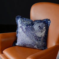 HKM-918355 Nordic Square Plush Cushion Pillowcase with Leopard Tassel Print for Living Room