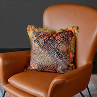 HKM-918355 Nordic Square Plush Cushion Pillowcase with Leopard Tassel Print for Living Room