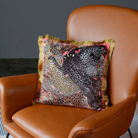 HKM-918355 Nordic Square Plush Cushion Pillowcase with Leopard Tassel Print for Living Room