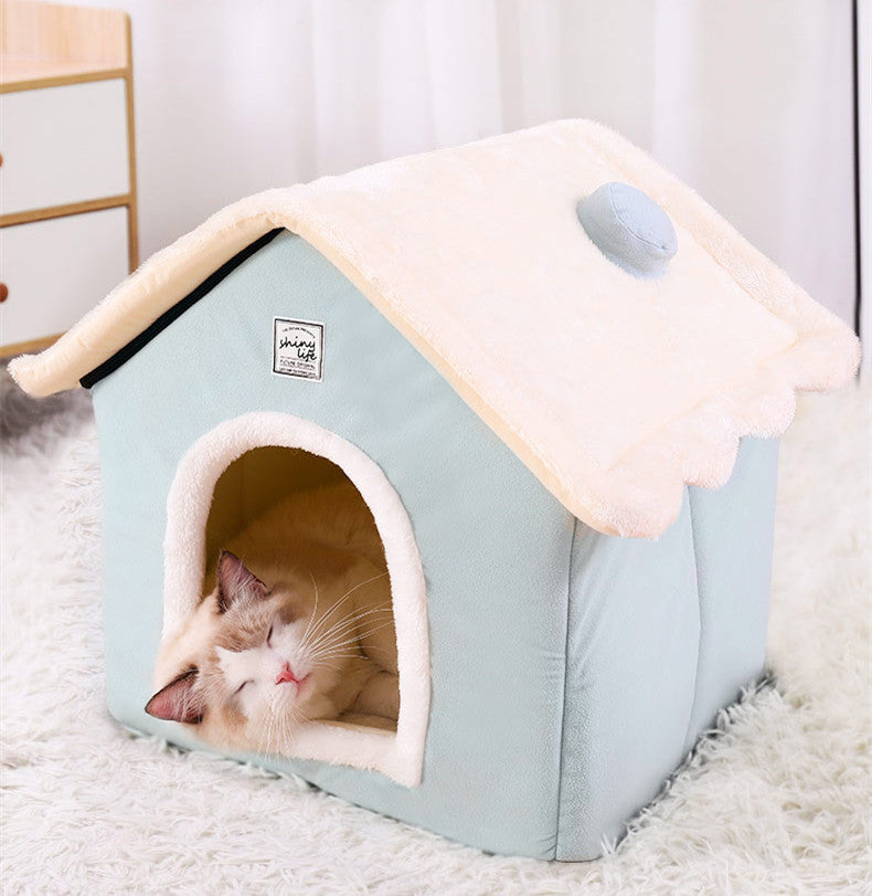 HKM-918419 Cozy Light Green Warm Dog Kennel House for Small Pets - XS to M Sizes
