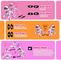 HKM-918419 Interactive Programmable Remote Control Robot Cat for Kids, Ages 2 and Up, Light & Sound Functionality