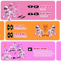 HKM-918419 Interactive Programmable Remote Control Robot Cat for Kids, Ages 2 and Up, Light & Sound Functionality