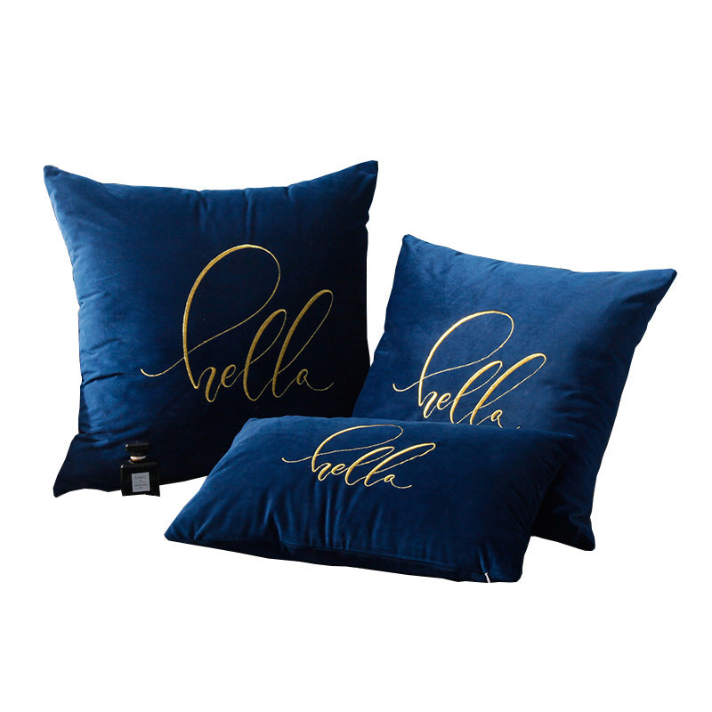 HKM-918419 Solid Color Velvet Couch Pillow with Gold Thread Embroidery in Various Colors and Sizes