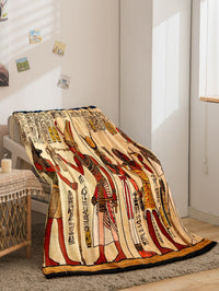 HKM-918611 Bohemian Geometric Pattern Flannel Blanket - All Seasons Polyester Fiber