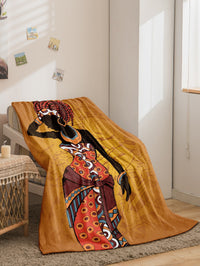 HKM-918611 Bohemian Geometric Pattern Flannel Blanket - All Seasons Polyester Fiber