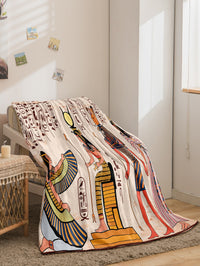 HKM-918611 Bohemian Geometric Pattern Flannel Blanket - All Seasons Polyester Fiber