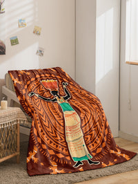 HKM-918611 Bohemian Geometric Pattern Flannel Blanket - All Seasons Polyester Fiber