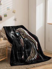 HKM-918611 Bohemian Geometric Pattern Flannel Blanket - All Seasons Polyester Fiber