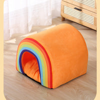 HKM-918739 Cozy Rainbow Cat Nest - Warm and Soft Pet Bed for All Seasons
