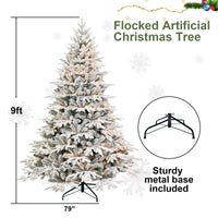 HKM-918739 Flocked PE/PVC Christmas Tree with Lights - 4ft to 9ft Options Available